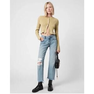 All Saints Tank and Cardigan Lexi Ribbed in Gold Womens Large Two piece